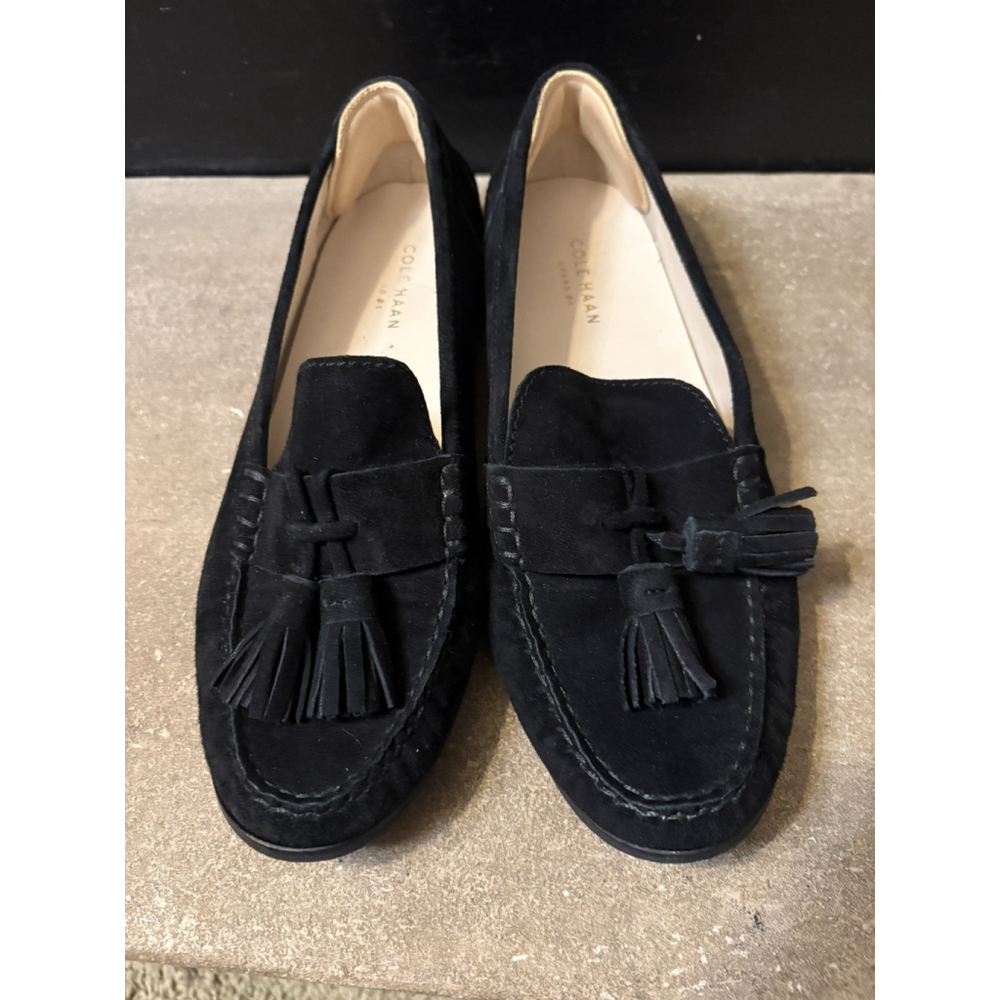 Cole Haan Black Suede Tassel Loafers